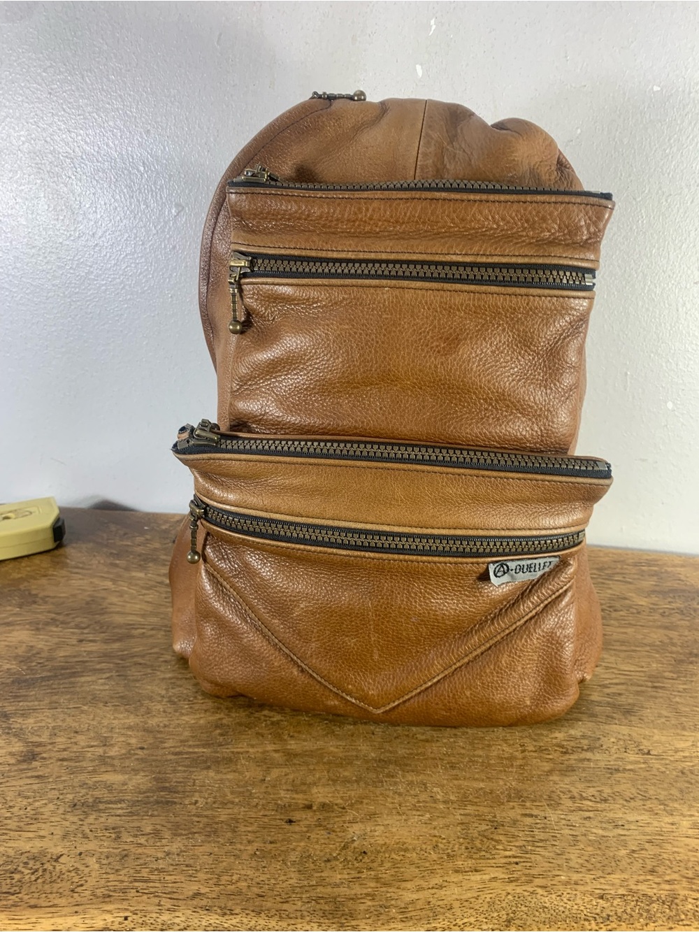 Vintage Brown Leather Multi-Pocket Backpack – Distressed Leather Travel B